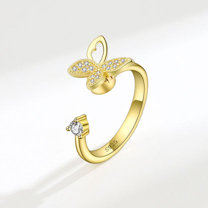 Rotating Butterfly Adjustable Ring