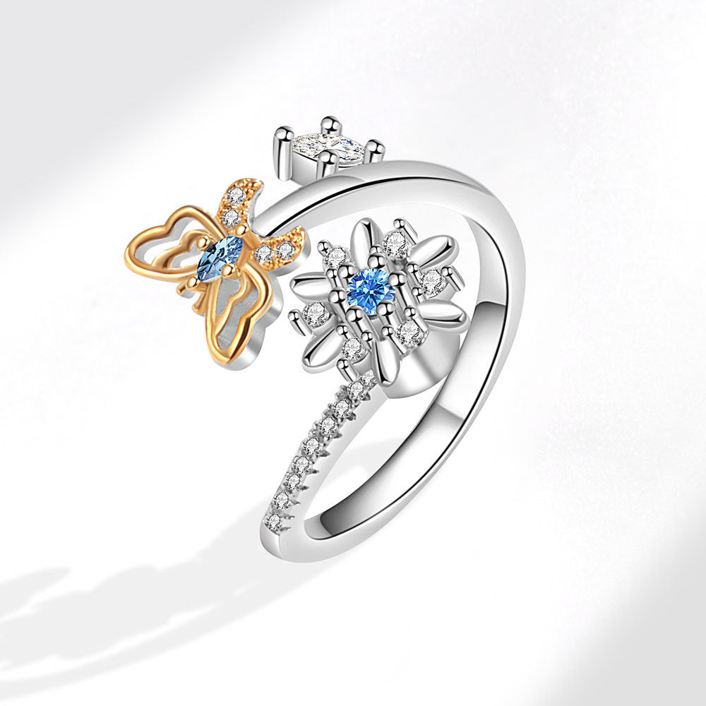 Rotating Butterfly Adjustable Ring