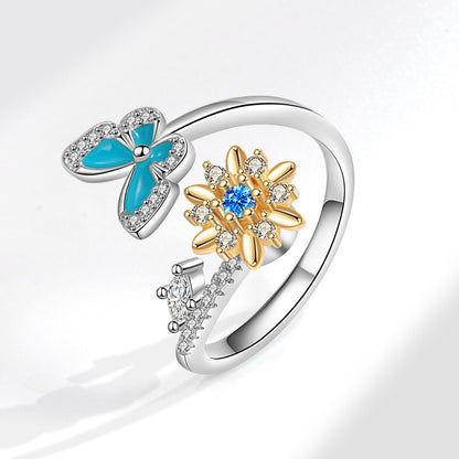 Rotating Butterfly Adjustable Ring