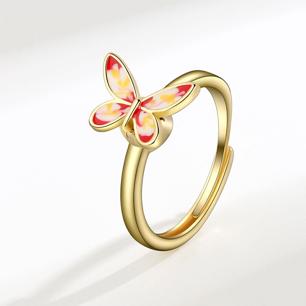 Rotating Butterfly Adjustable Ring