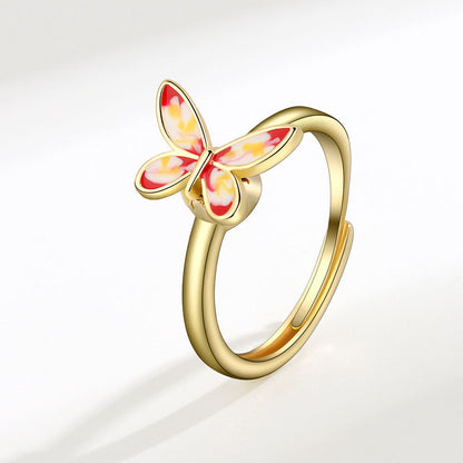 Rotating Butterfly Adjustable Ring