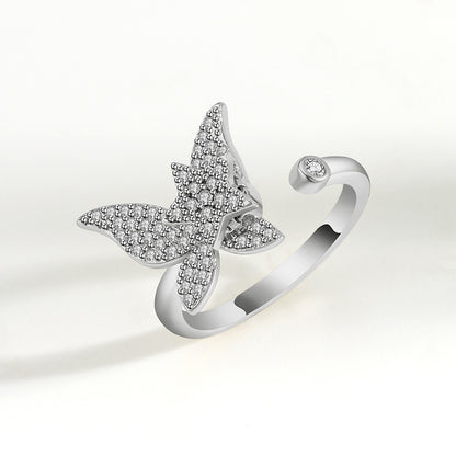 Rotating Butterfly Adjustable Ring