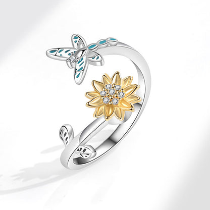 Rotating Butterfly Adjustable Ring