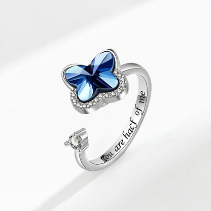 Rotating Butterfly Adjustable Ring