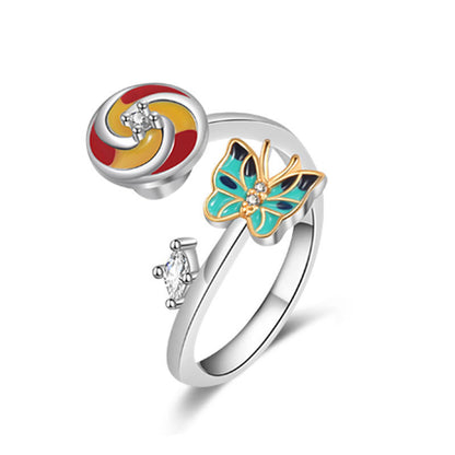 Rotating Butterfly Adjustable Ring