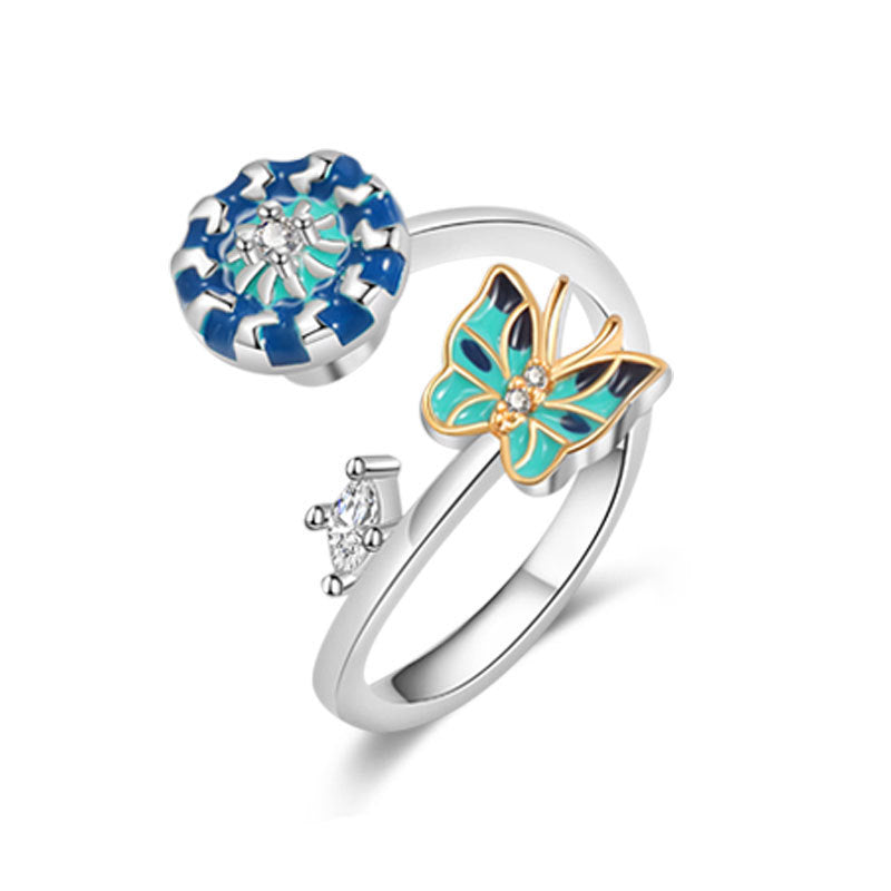 Rotating Butterfly Adjustable Ring