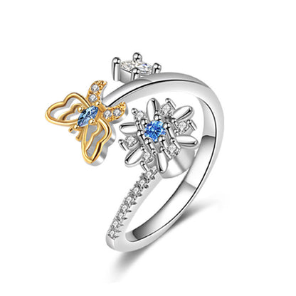 Rotating Butterfly Adjustable Ring