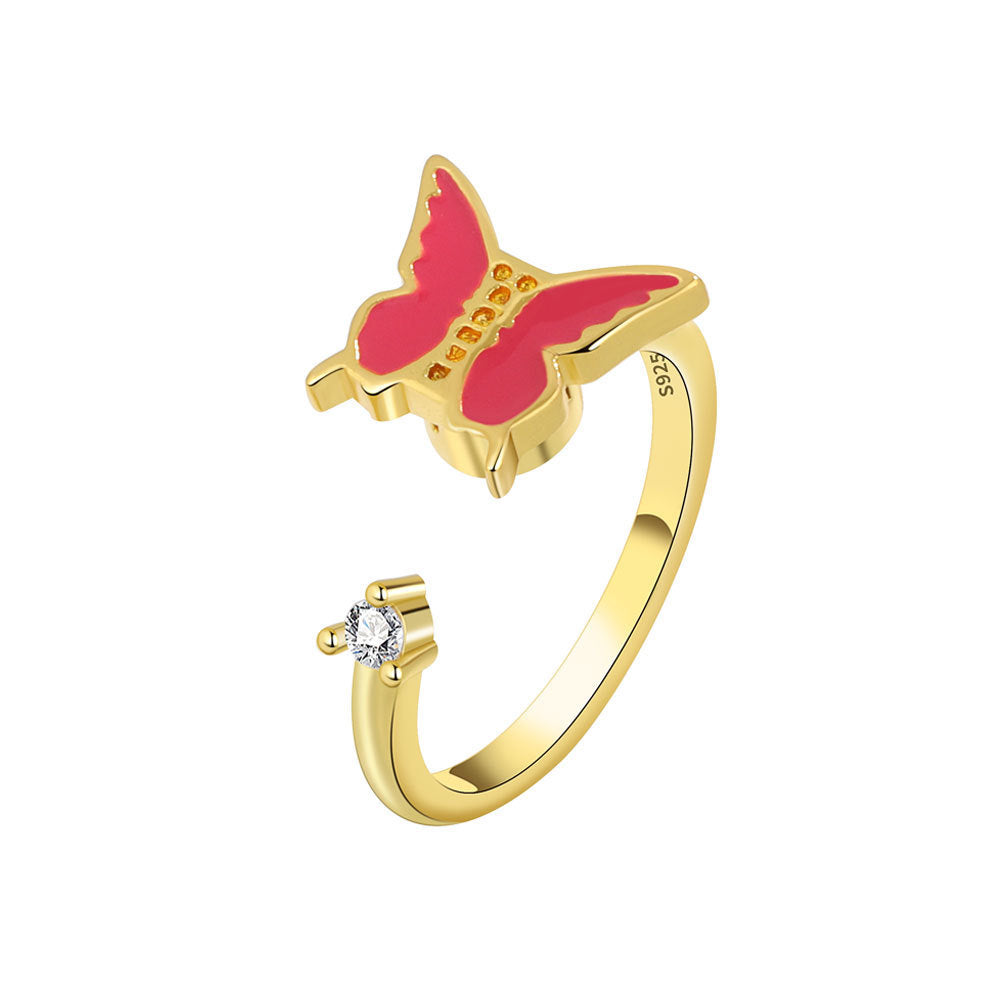 Rotating Butterfly Adjustable Ring