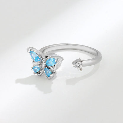Rotating Butterfly Adjustable Ring