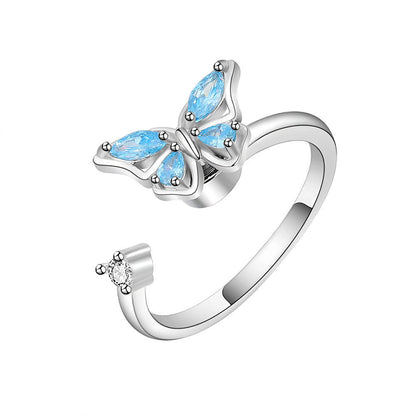 Rotating Butterfly Adjustable Ring