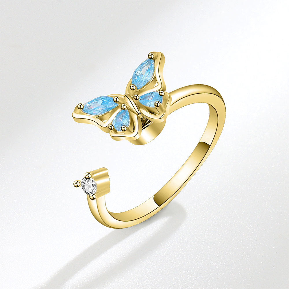 Rotating Butterfly Adjustable Ring