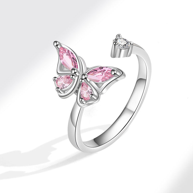 Rotating Butterfly Adjustable Ring