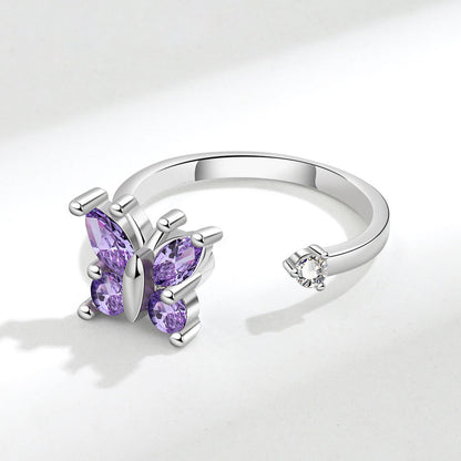 Rotating Butterfly Adjustable Ring