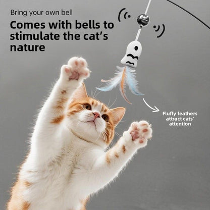 Rotating Cat Teaser Toy with Replaceable Heads
