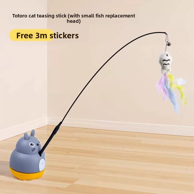 Rotating Cat Teaser Toy with Replaceable Heads