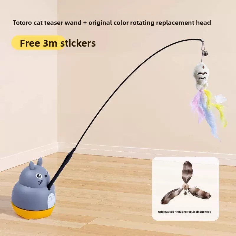 Rotating Cat Teaser Toy with Replaceable Heads