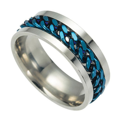 Rotating Chain Titanium Steel Ring