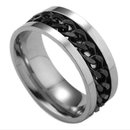 Rotating Chain Titanium Steel Ring