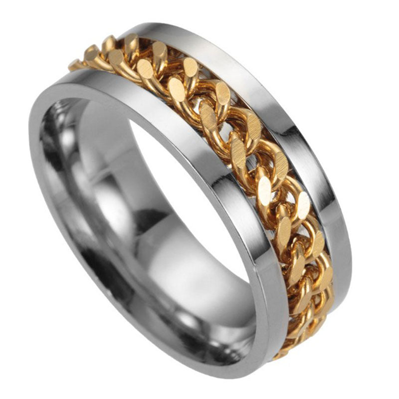 Rotating Chain Titanium Steel Ring