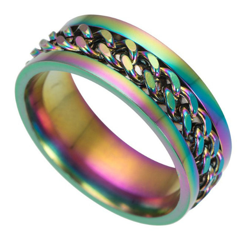 Rotating Chain Titanium Steel Ring