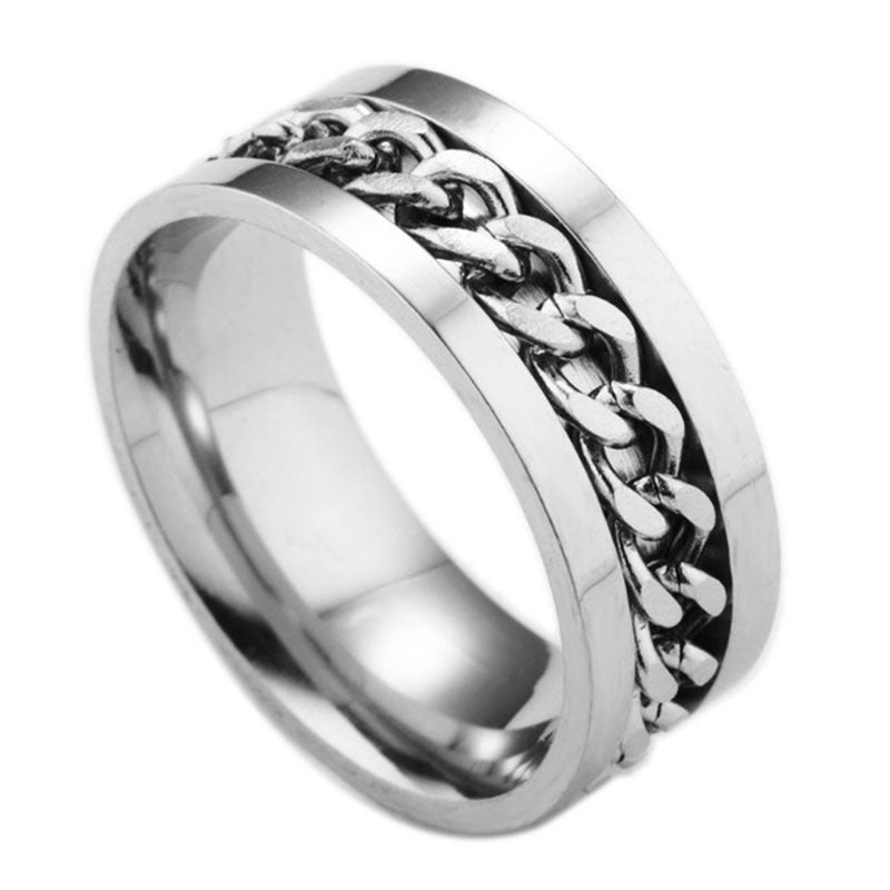 Rotating Chain Titanium Steel Ring