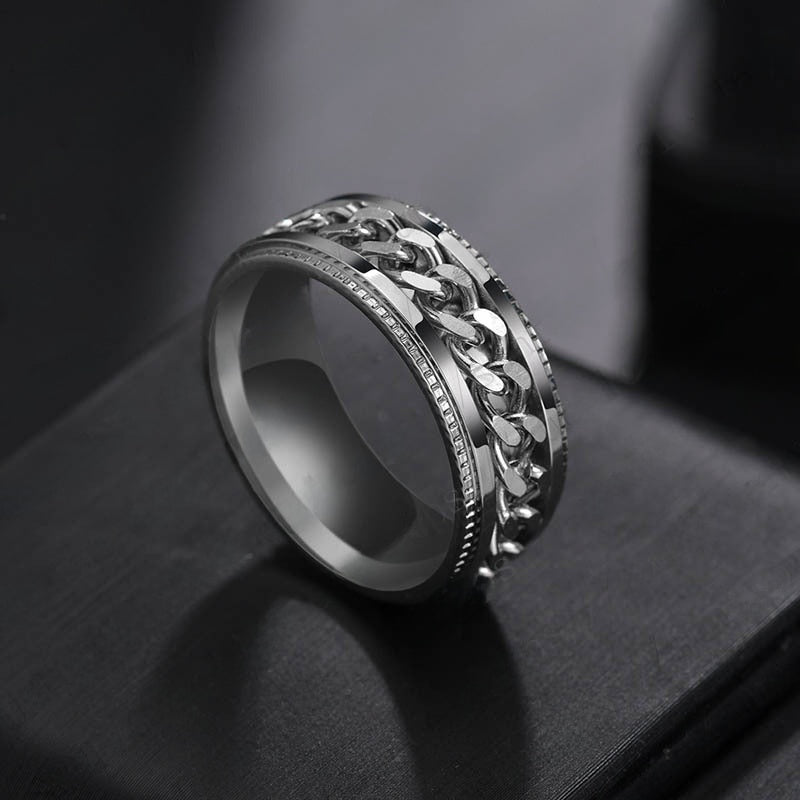 Rotating Chain Titanium Steel Ring