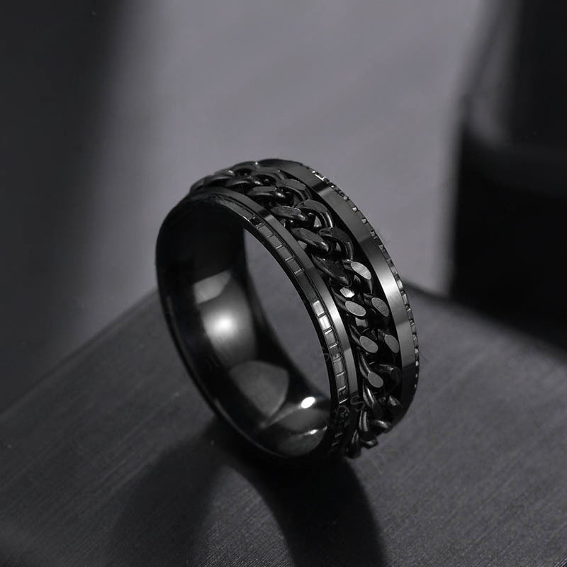 Rotating Chain Titanium Steel Ring