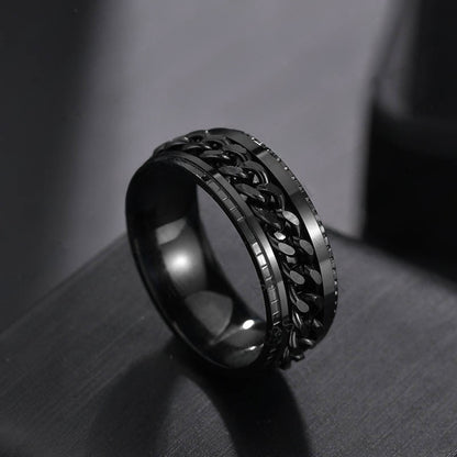Rotating Chain Titanium Steel Ring