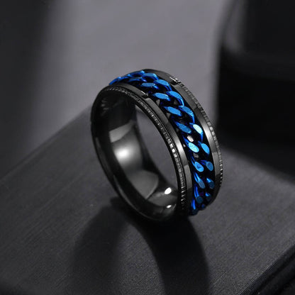 Rotating Chain Titanium Steel Ring