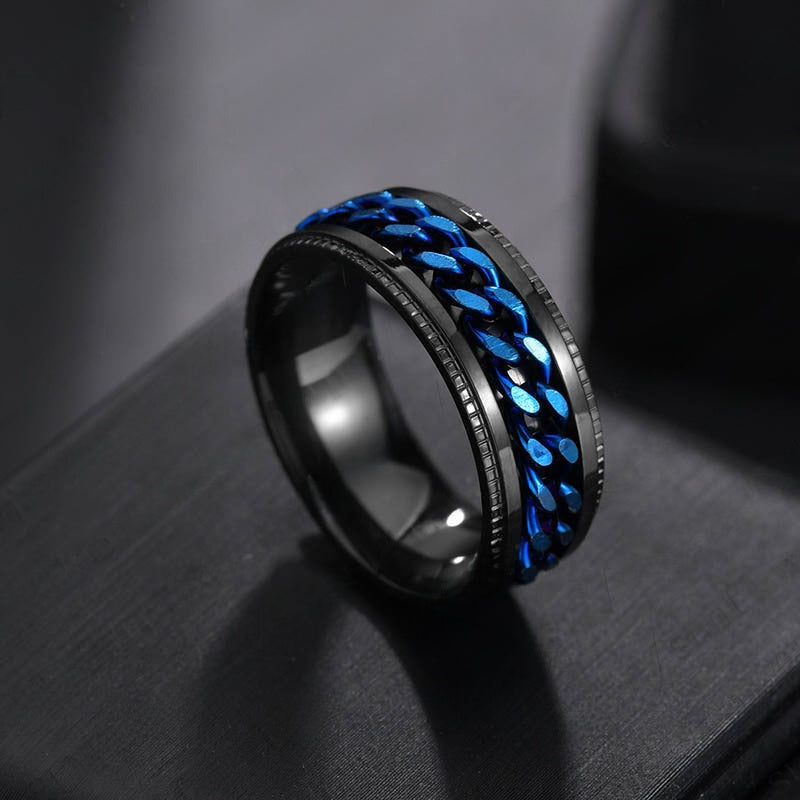 Rotating Chain Titanium Steel Ring
