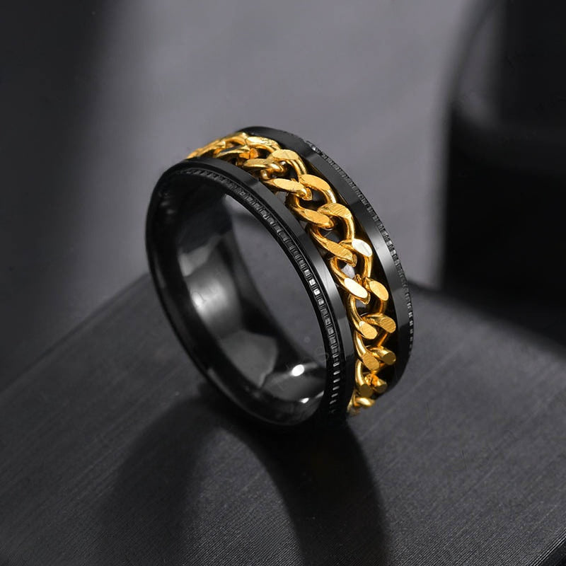 Rotating Chain Titanium Steel Ring