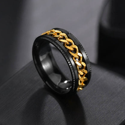 Rotating Chain Titanium Steel Ring