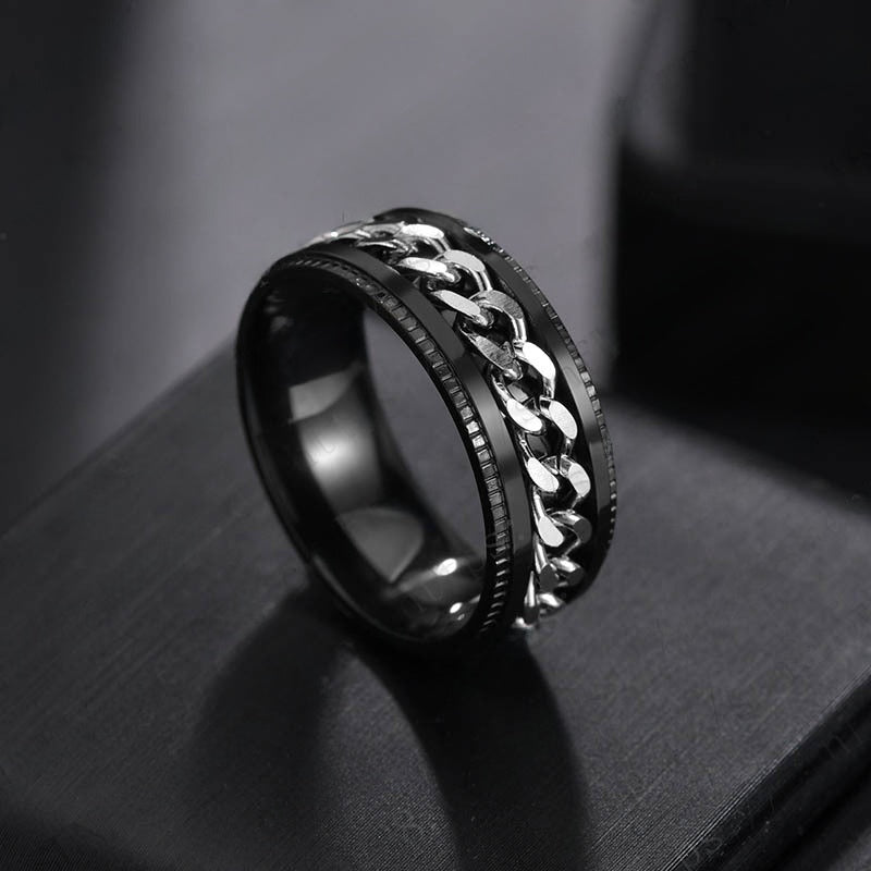 Rotating Chain Titanium Steel Ring