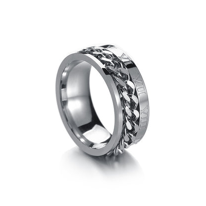 Rotating Chain Titanium Steel Ring