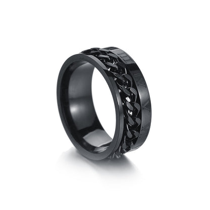 Rotating Chain Titanium Steel Ring