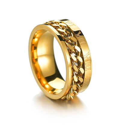 Rotating Chain Titanium Steel Ring