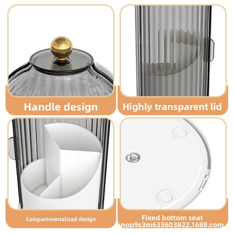 Rotating Cosmetic Brush Storage Box with Dustproof Cover