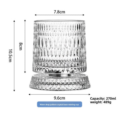 Rotating Crystal Base Whiskey Glass