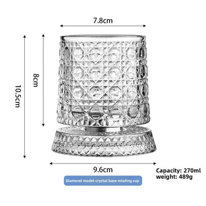 Rotating Crystal Base Whiskey Glass