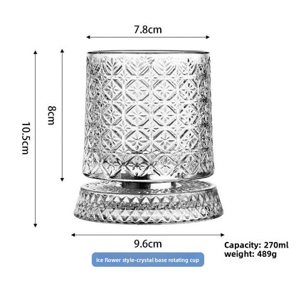 Rotating Crystal Base Whiskey Glass