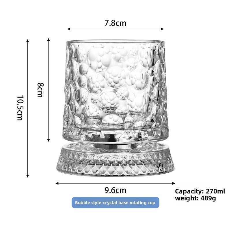 Rotating Crystal Base Whiskey Glass