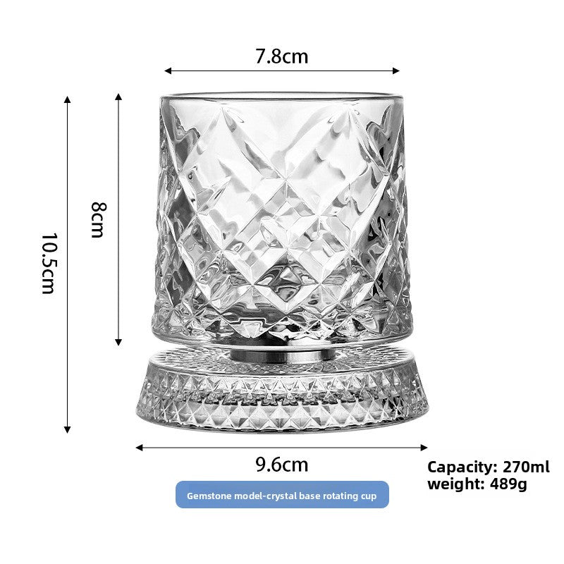 Rotating Crystal Base Whiskey Glass