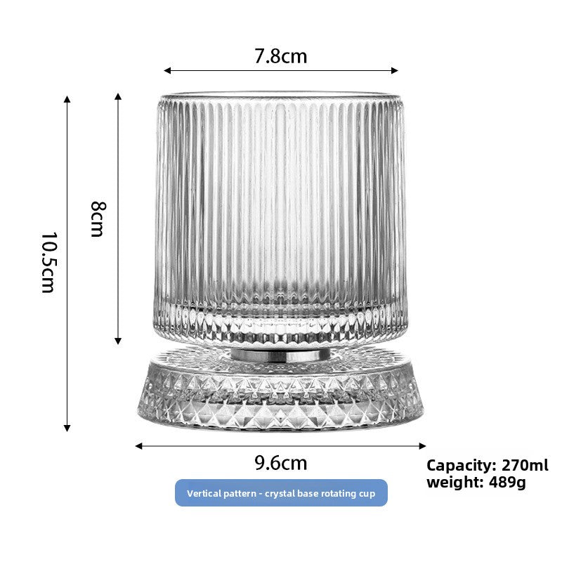 Rotating Crystal Base Whiskey Glass