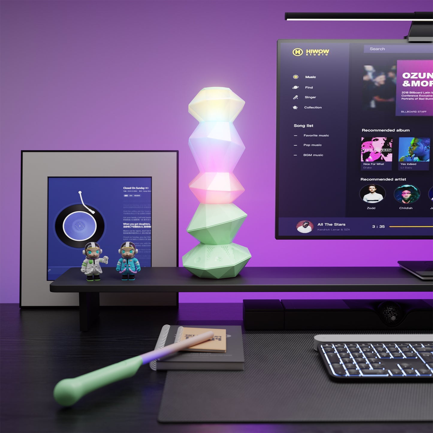 Rotating Crystal Bluetooth Atmosphere Lamp with Night Light