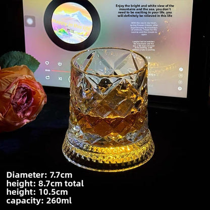 Rotating Crystal Glass Whiskey Wine Cup