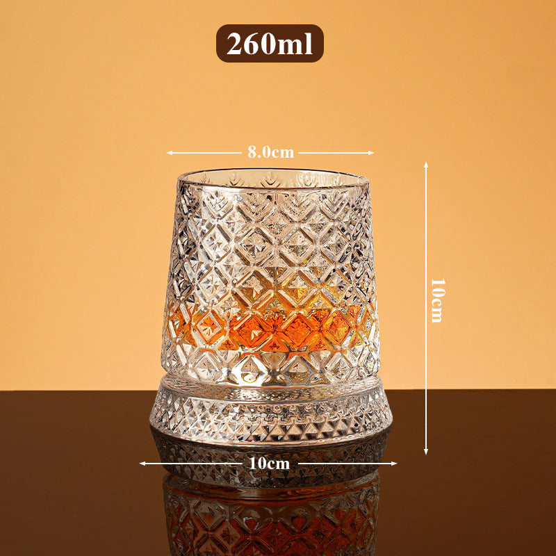 Rotating Crystal Glass Whiskey Wine Cup