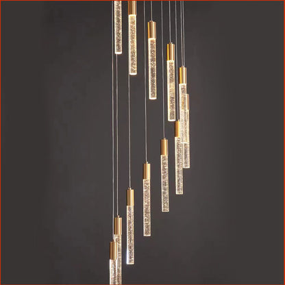 Rotating Crystal Staircase Chandelier LED Lighting