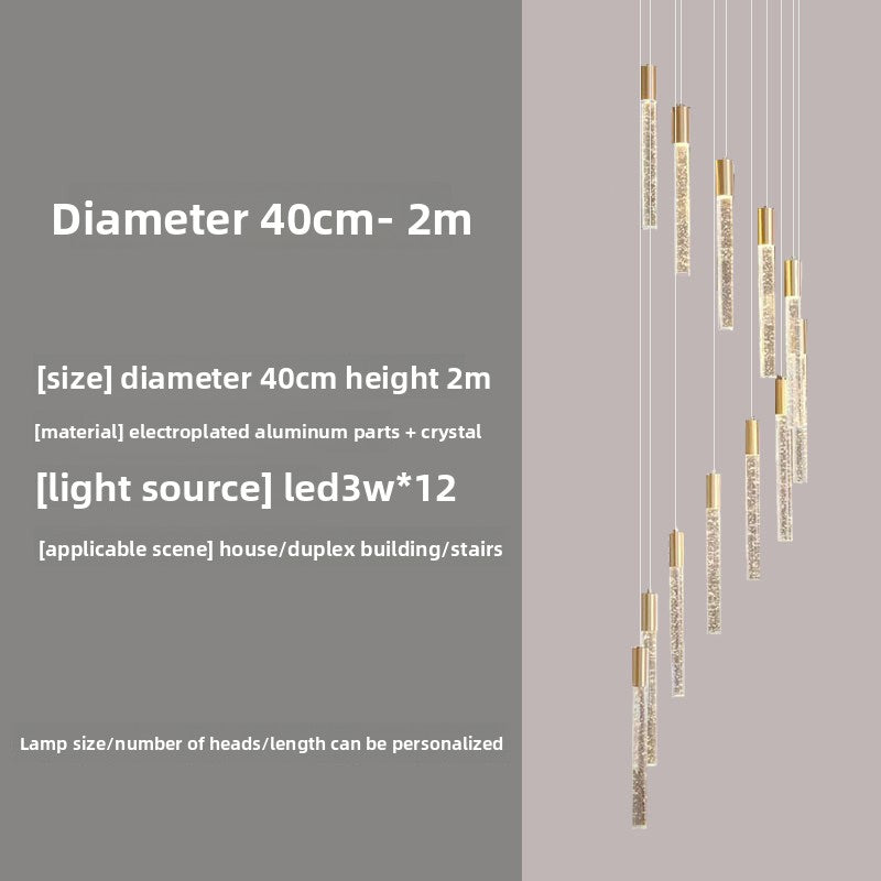 Rotating Crystal Staircase Chandelier LED Lighting