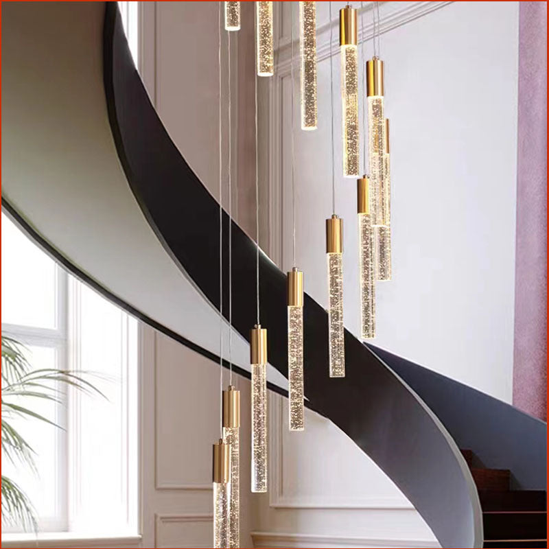 Rotating Crystal Staircase Chandelier LED Lighting