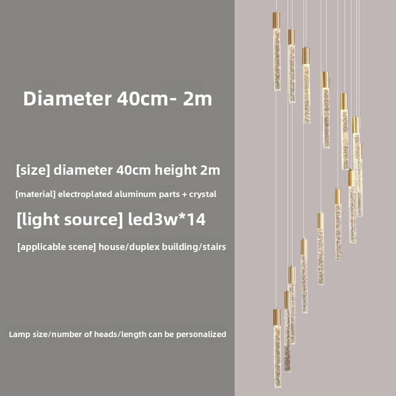 Rotating Crystal Staircase Chandelier LED Lighting